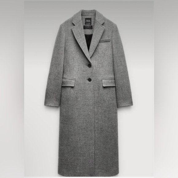 Zara Gray Long Coat - Picture 1 of 6